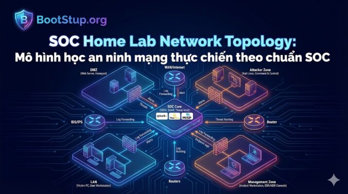 SOC Home Lab Network Topology: Mô hình học an ninh mạng thực chiến theo chuẩn SOC