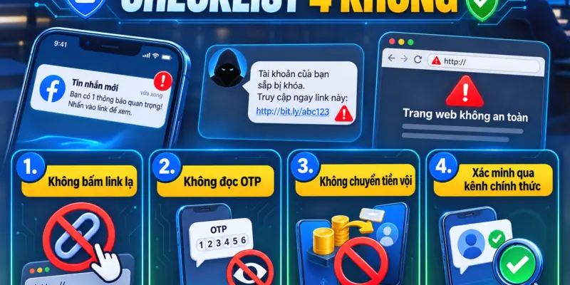 Checklist 4 không khi gặp tin nhắn hoặc cuộc gọi đáng ngờ