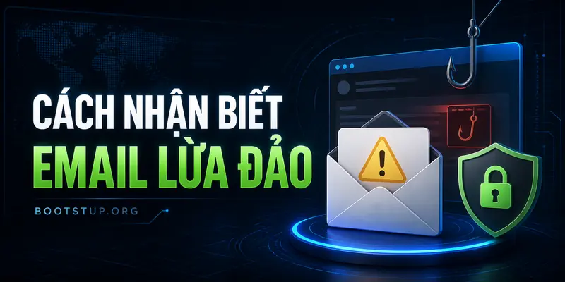 Cách nhận biết email lừa đảo với hình ảnh email cảnh báo, móc câu phishing và khiên bảo mật