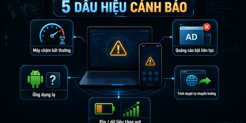 Năm dấu hiệu cảnh báo thiết bị có thể nhiễm malware