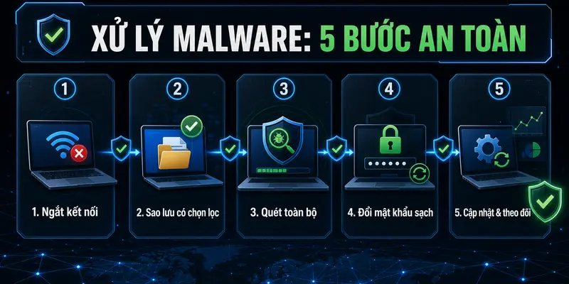 Năm bước xử lý malware an toàn trên máy tính và điện thoại